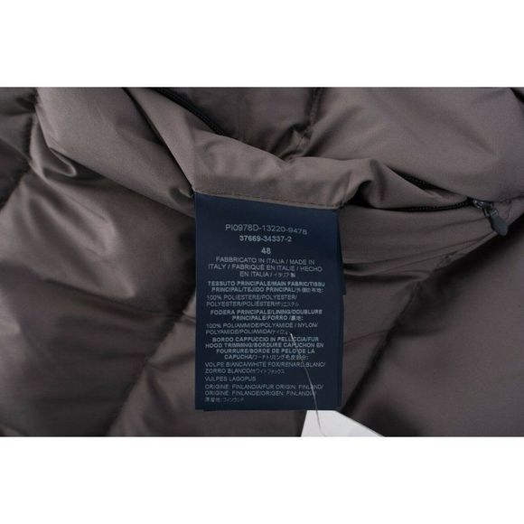 Herno Womens Down Coat Jacket Sz 48 US 12 Carrie Over Gray Faux Fur Trim Hooded - Picture 8 of 8